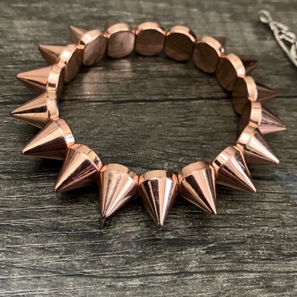 Rose gold spike and leather namaste freedom love empowerment fun bracelet bundle - Picture 2 of 4